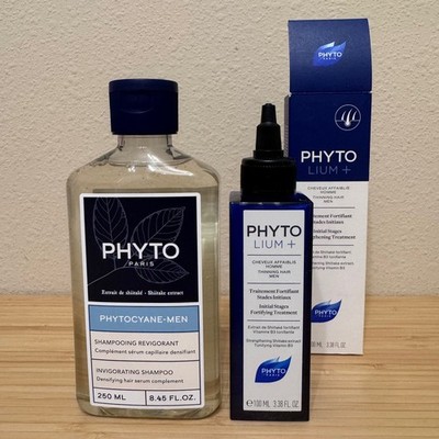Phyto Phytolium+ Treatment 3.38 oz and Phytocyane men shampoo 8.45 oz Duo Set