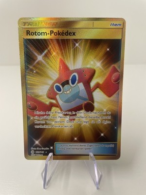 Pokémon Sonne & Mond Rotom-Pokédex 159/149 Deutsch Gold Trainer-Item Karte TCG