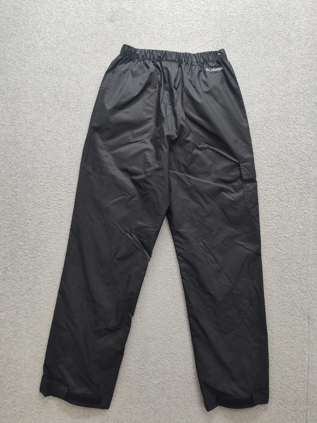 Columbia Pants Youth Medium Black Nylon Rain Water Resistant Elastic Waist Cargo
