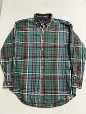 Vintage Polo Ralph Lauren Oxford Button Shirt Mens L Green Plaid Preppy 90  s