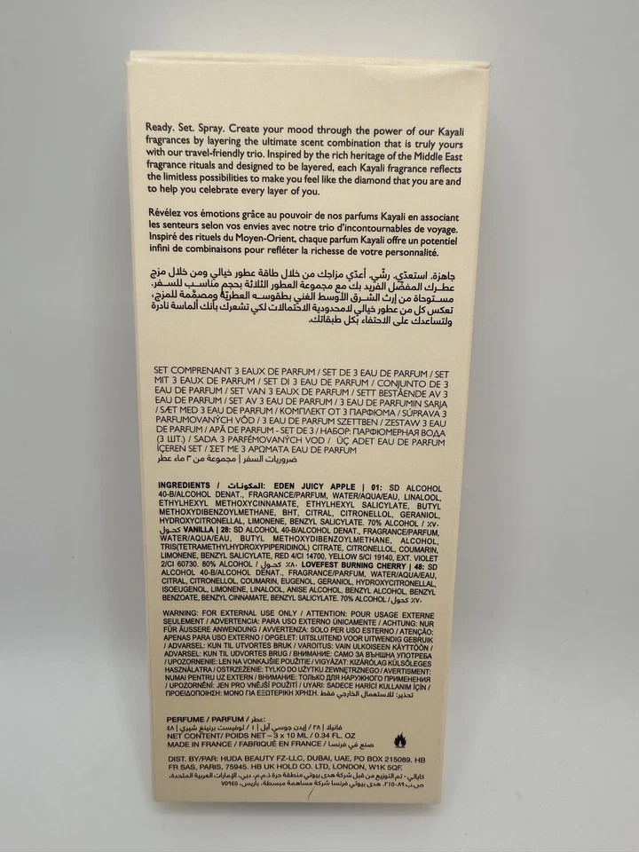 KAYALI Travel Essentials Set VAINILLA 28 CEREZA 48 EDEN 01 EDP, 10 ml EA Nuevo en caja Foto 2 de 2