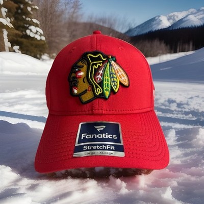 NHL Chicago Blackhawks Stretch Fit L/XL Red Cap - NEW
