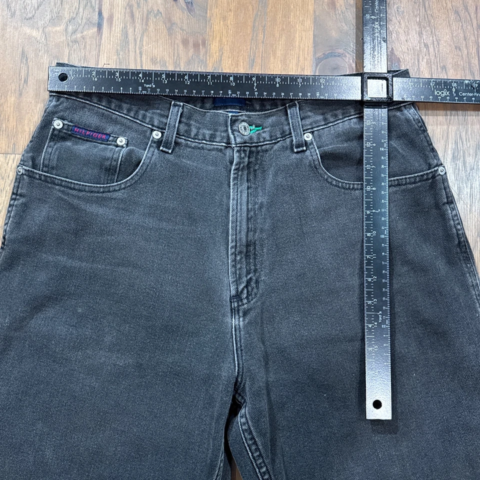 Pantalones Cortos Tommy Hilfiger De Colección Para Hombres 32 Negros Denim Calce Suelto Carpintero Y2K Foto 4 de 4