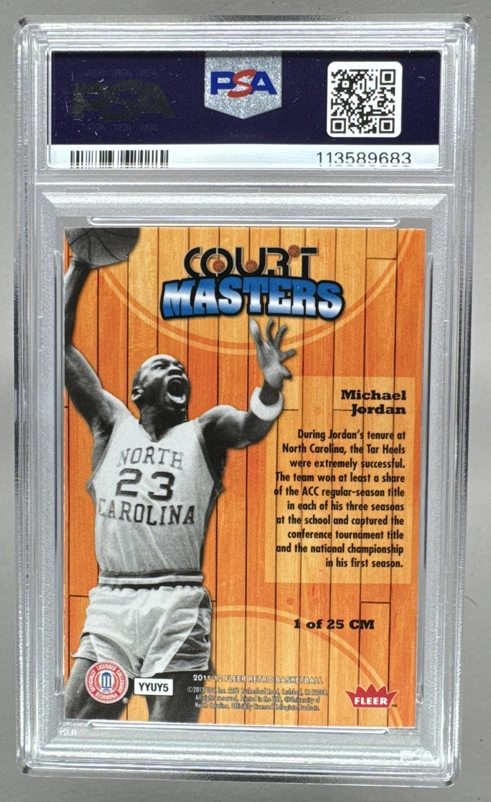 113589683 Michael Jordan 2011 Fleer Retro #1 Ultra Court Masters PSA 6 view 2