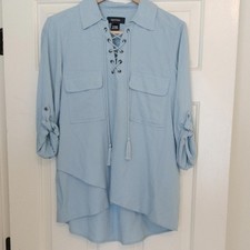 Karen Kane Light Blue Lace-Up Blouse Size S