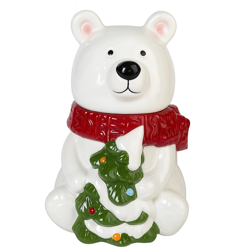Ceramic Polar Bear Christmas Biscuit Storage Jar - Image 2