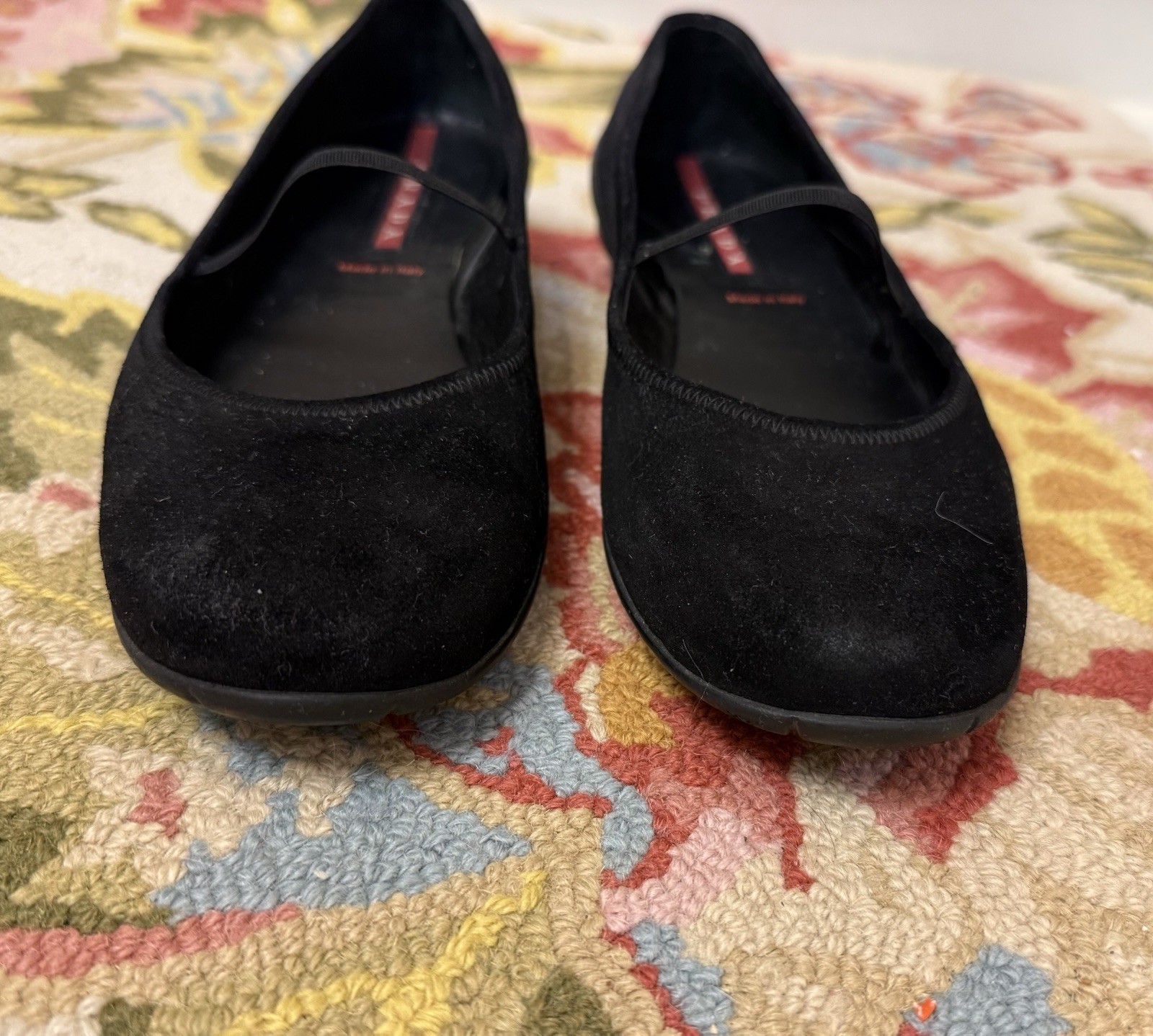 PRADA Vintage Balletcore Black Suede Mary Jane Ballerina Flats - Size 37/7 thumbnail 12