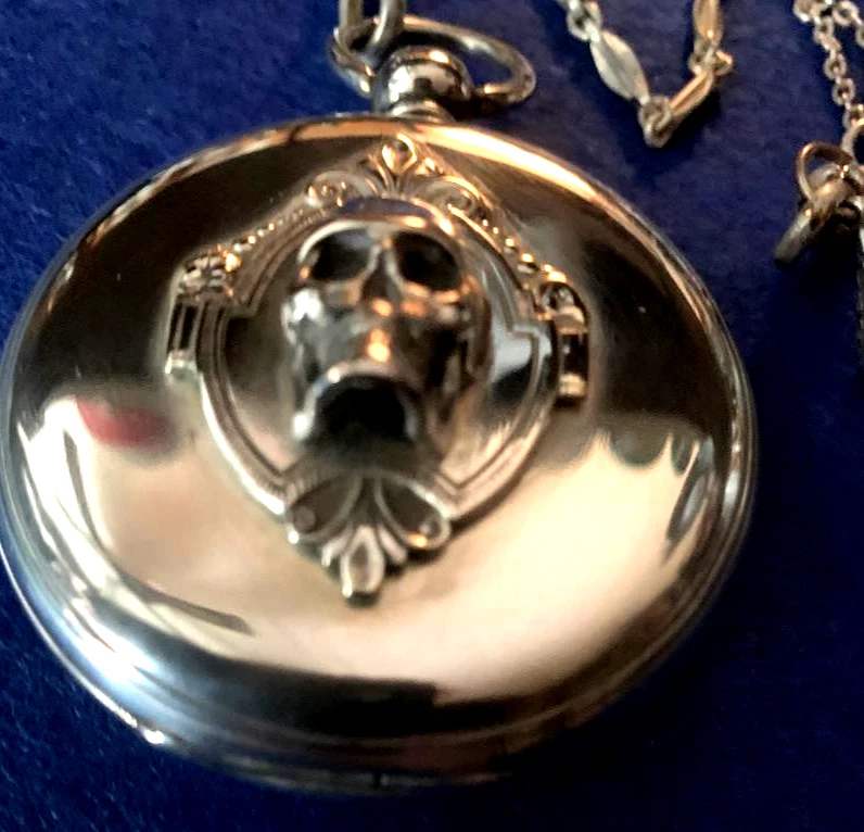 57mm Antique Silver Memento Mori KW KS Pocket Watch Serviced, running w /chain - Image 3 of 4