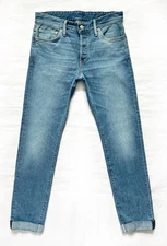 Buck Mason 🇺🇸USA Made ✪Maverick Slim 14oz Mid Wash Denim Fits 31x30 Folded Hem