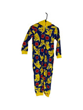 Pokemon Pikachu Hooded One Piece Pajamas Boys Size 6/7 Fleece Zip Up