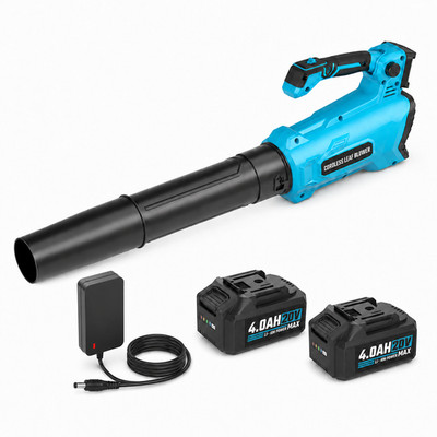 Cordless Leaf Blower 20V 450 CFM 150 MPH w/ Dual 4.0Ah Batteries & Charger Kit