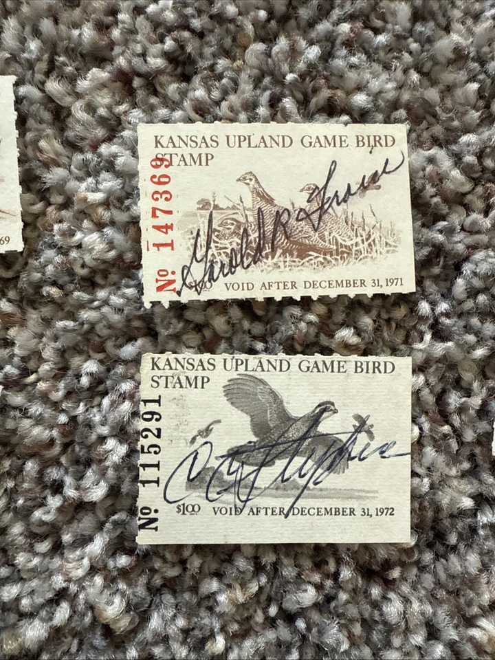 5 Different 1969-1973 Kansas Upland Game Birds License Revenue Tax Stamps - Image 4 of 4