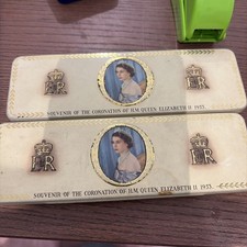1953 H.M. Queen Elizabeth II Coronation Tin with Paper Ribbon Royal Memorabilia