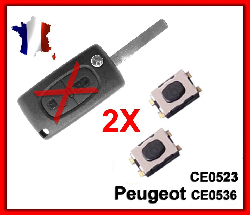 2 Switchs Coque PLIP Télécommande Clé Pour Peugeot 107 206 207 307 308 SW 407 +