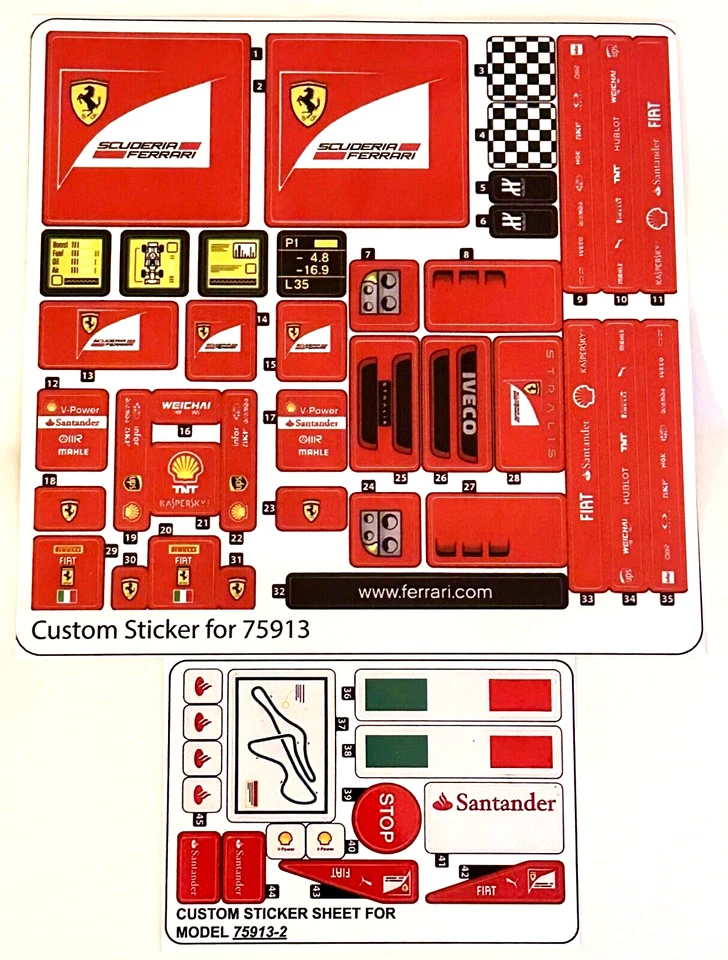 Custom Stickers for 75913 Sheets 1 and 2 Replacement Sticker Sheet 75913