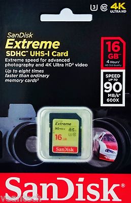 Sandisk Extreme SD SDHC 16GB SD SDHC UHS-1 U3 class 10 16GB Sandisk SDHC Karte 