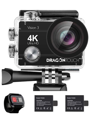★新古品★＜4K アクションカメラ ＞Dragon Touch VISION3 Pro Dragon Touch Vision 3 Pro 64 GB 4K Action Camera - Black for sale