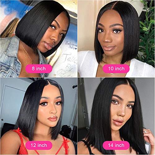 Echthaar Lace Front Perücke gerade kurz Bob Perücke 4×4 Lace Verschluss Perücken für Damen - Bild 6 von 11