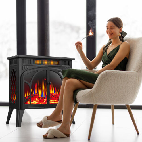 YUKOOL Freestanding Indoor Electric Fireplace Heater, Overheating Protection. - Picture 7 of 48