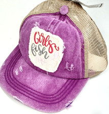 C.C Kids PonyCaps Girls Baseball Cap GIRLS FISH TOO Cap, Grape Adjustable Cap