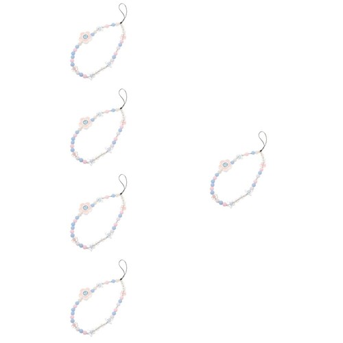 5 Pack Flower Chain Phone Charm Cute Bead Pendant Beaded Strap