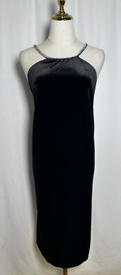 Alex Marie Dress Sheath Bodycon 22W Gown Rhinestones Velvet Stretch Black $188