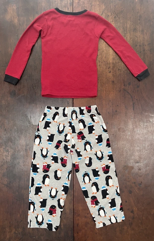 Carter's Kid Boys 2-Piece Cute Penguins Thermal Shirt & Fleece Pants PJs Multi 4 - Image 4 of 4