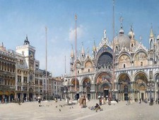 SAINT MARK'S SQUARE VENICE F. Campo Tile Mural Kitchen Backsplash Ceramic 10x8