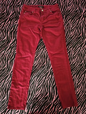 White House Black Market Red Slim Leg Skinny Jeans 0R Low Rise