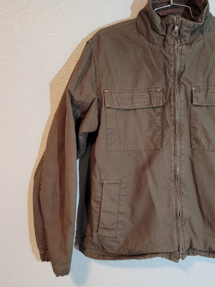 brave soul london jacket mens medium zip up long sleeve sherpa lining brown - Image 2 of 4