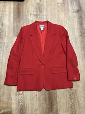 Vintage Pendleton Womens Wool Jacket Petite Sz 12 Red Blazer Lined USA Made