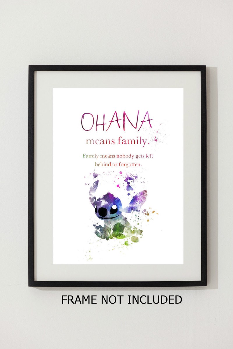 ART PRINT Lilo and Stitch Quote illustration, Ohana Means Family