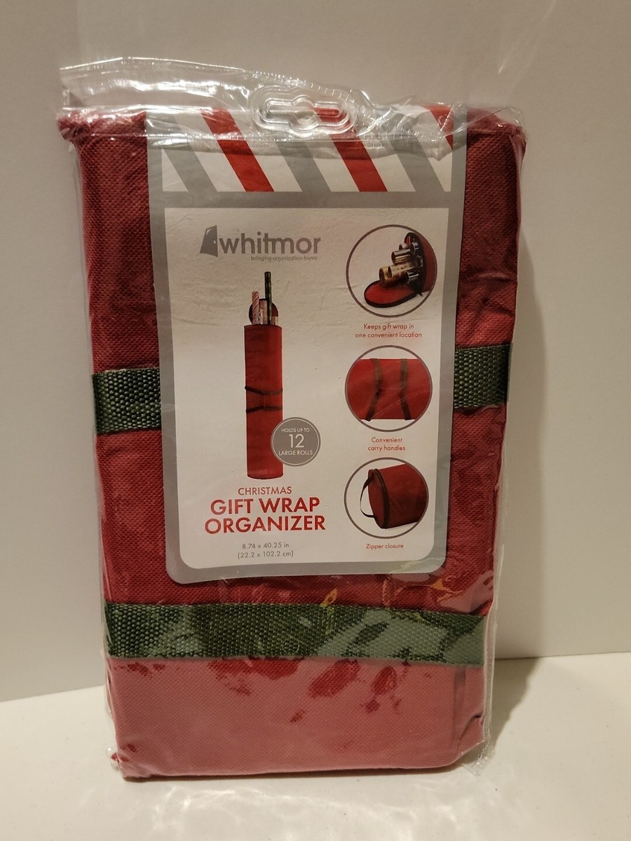 Whitmor Christmas Gift Wrap Storage Organizer Handles 12 Rolls
