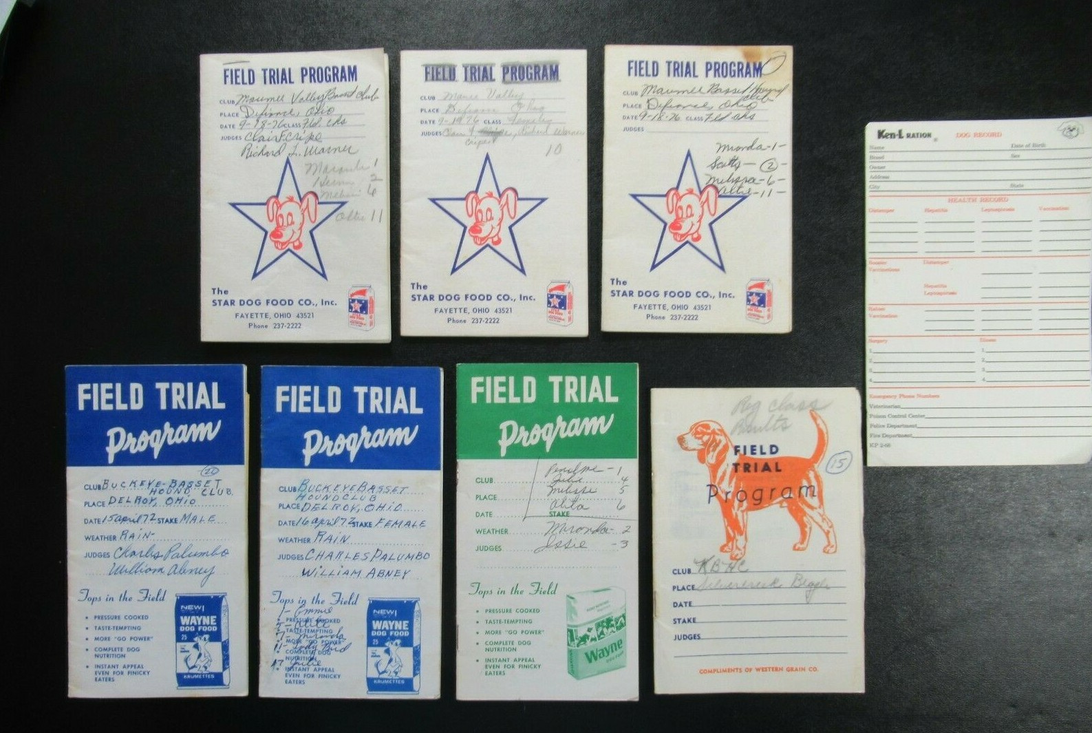 Field Trial Program Book Lot Star Wayne Western Grain