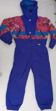Vintage Fera Ski Wear Jumpsuit Collar Hood Pockets Insulated Size Junior 10