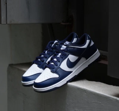 Nike Dunk Low White Midnight Navy | eBay