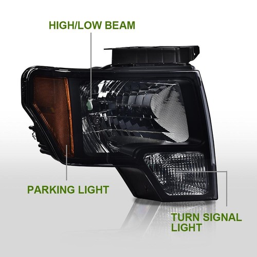 Faros aptos para Ford F-150 2009-2014 ahumados/negros + luces traseras lámparas de freno - Imagen 2 de 11