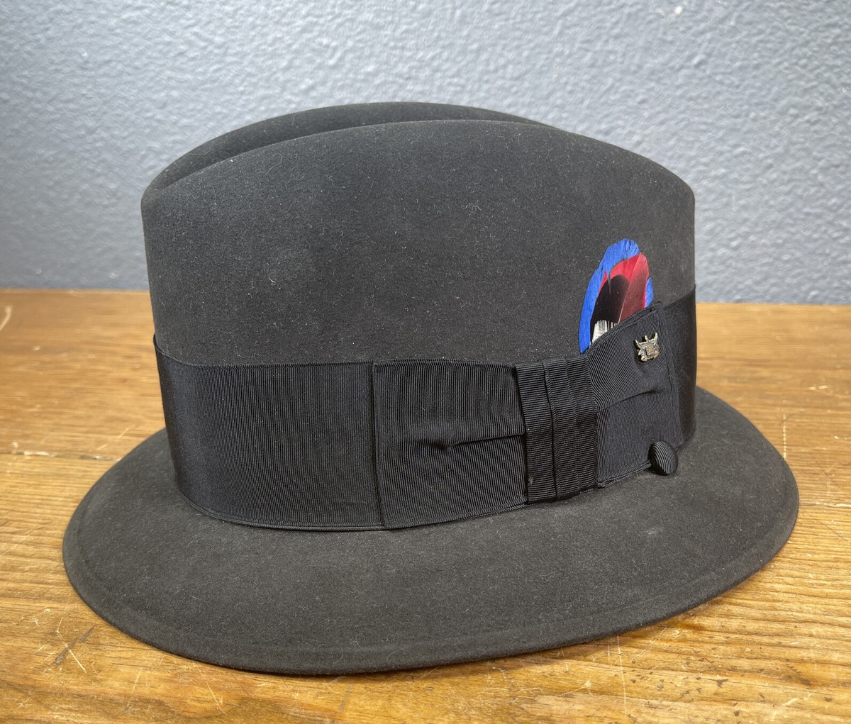 CHARLES KNOX Hatter Fedora Bucket Hat with Feather Vintage CHARLES KNOX Hatter Fedora Bucket Hat with Feather Vintage