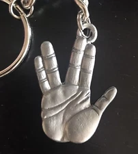 Pewter SPOCK Vulcan Live Long and Prosper Star Trek Silver Metal Keychain