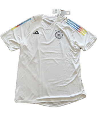 NWT $85 Adidas Mens Germany DFB Pre Match White Soccer Jersey Size L - Large