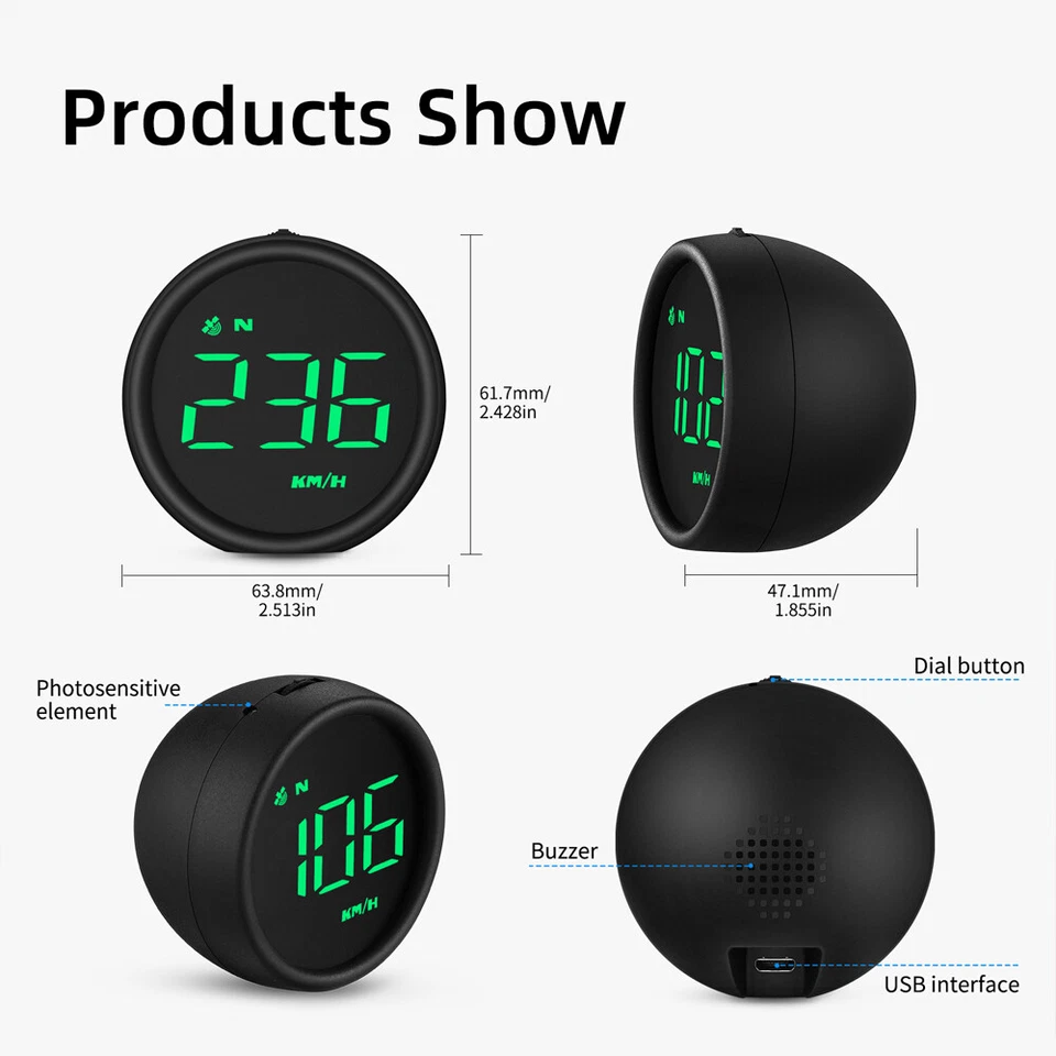 HUD Car Digital GPS Speedometer Head Up Display Overspeed MPH/KM Warning Alarm - Image 2 of 4