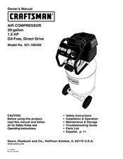 Manual del propietario y lista de piezas compresor de aire portátil Craftsman - Modelo 921.166420