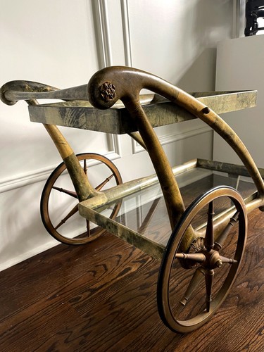 Italian Lacquered Goatskin Serving Bar Cart by Aldo Tura - Picture 4 of 23