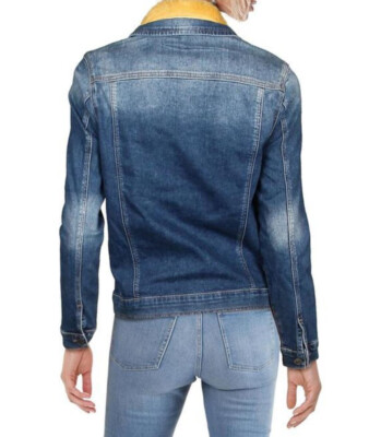MAVI GOLD women jean jacket 110153-24595 Katy mustard sherpa blue
