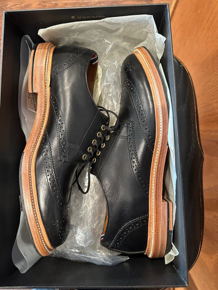 NEW J CREW OAR STRIPE Mens 8.5 Black Wing Tip Dress Shoes  display picture 3