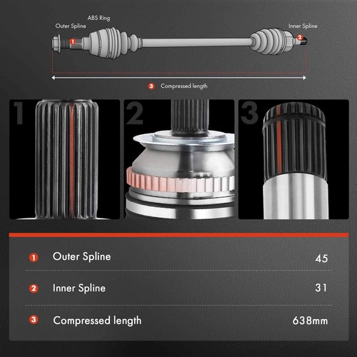 2x Front Left & Right New CV Axle Assembly for Ford F-150 SVT Raptor 2010-2014 - Picture 3 of 11