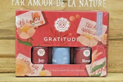 WOOLZIES Gratitude Set of 3 Essential Oil Blends Joy + Rose + Lavender VEGAN