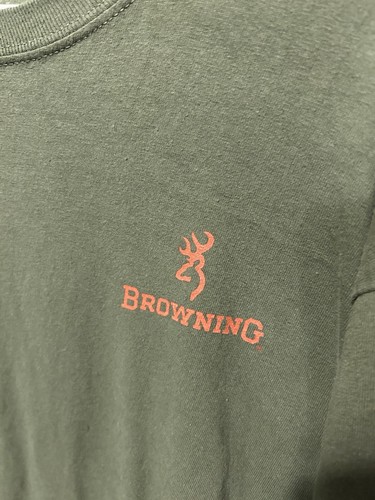 Browning Green Long Sleeve T Shirt Size Mens Large Logo on Back 100% Cotton - Picture 2 of 5
