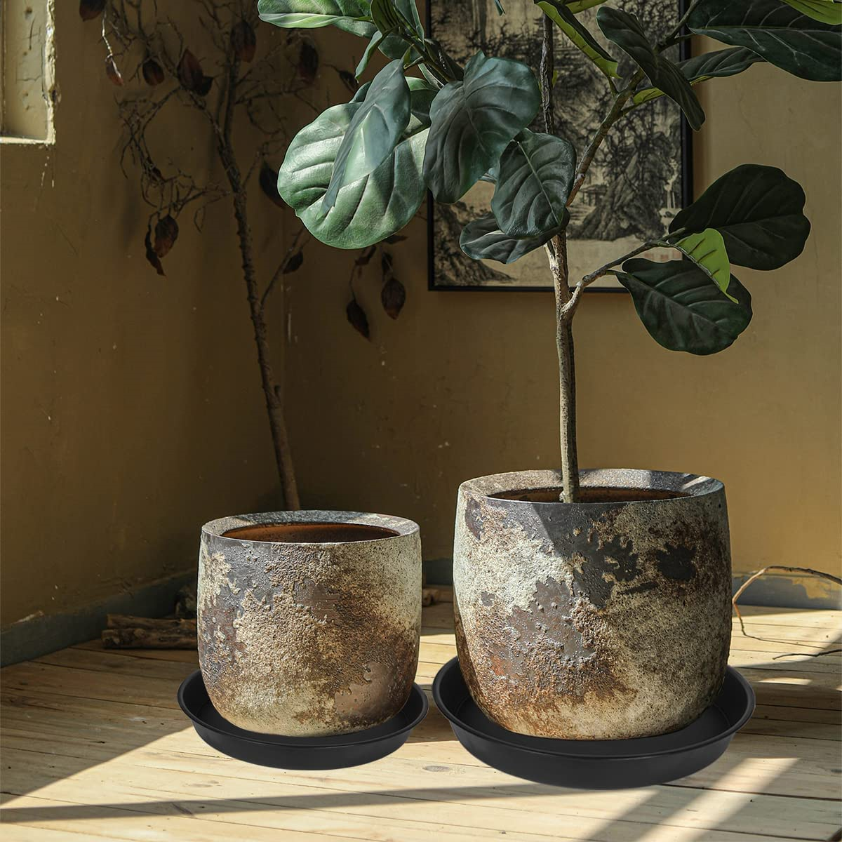 Bleuhome 4 Pack of 18 19 inch Plant Saucer Round Large Deep Plant