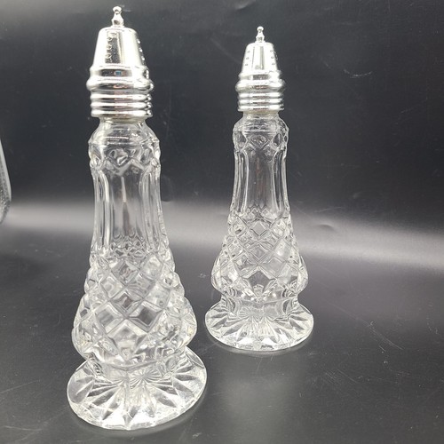 Belleek Pottery Galway Crystal Ashford Set Salt/Pepper Shakers 7.5" Crystal - Picture 2 of 8